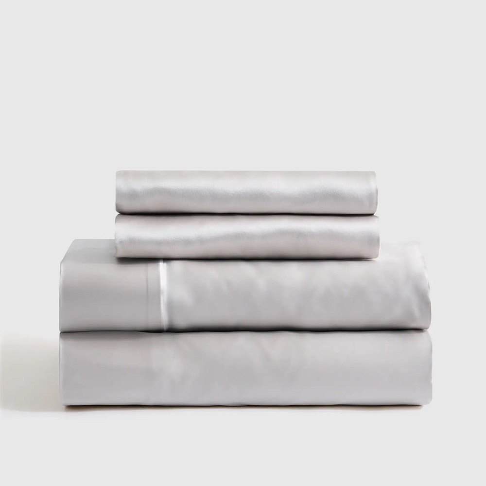 Quince Mulberry Silk Queen Sheet Set in Silver NWOT